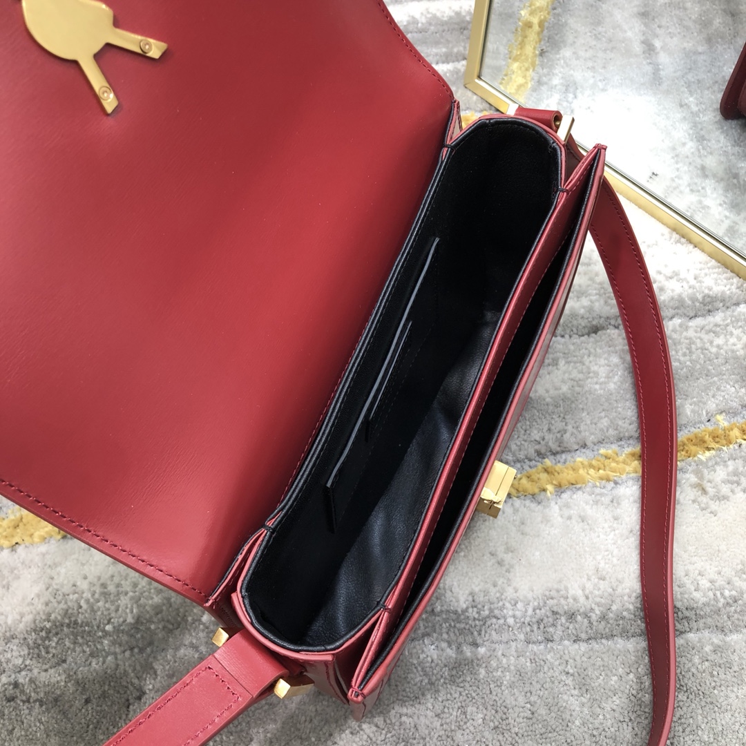 Saint Laurent Solferino Box Medium Calfskin Handbag Shoulder Bag Red 634305 